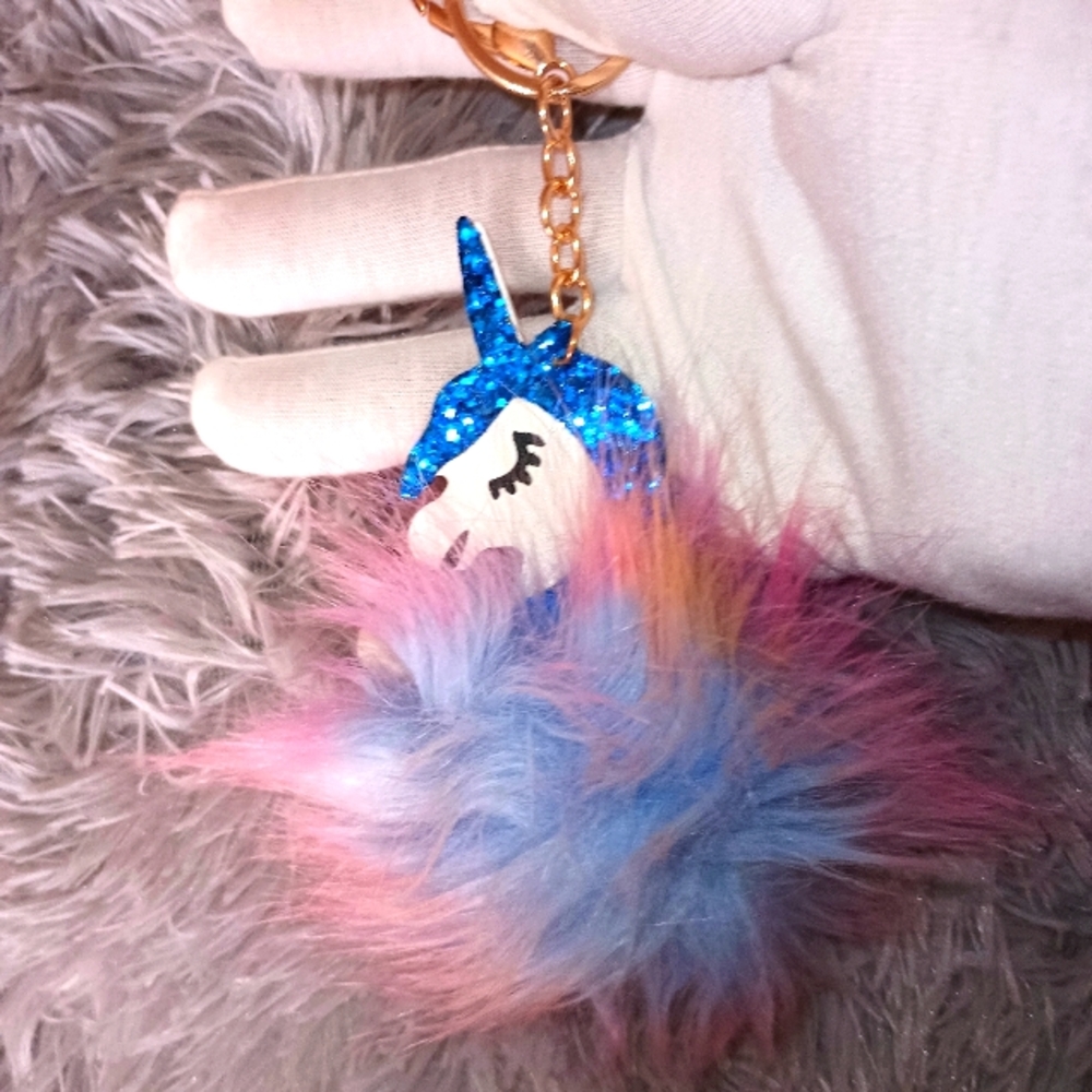 Blue Unicorn Keychain for Kids